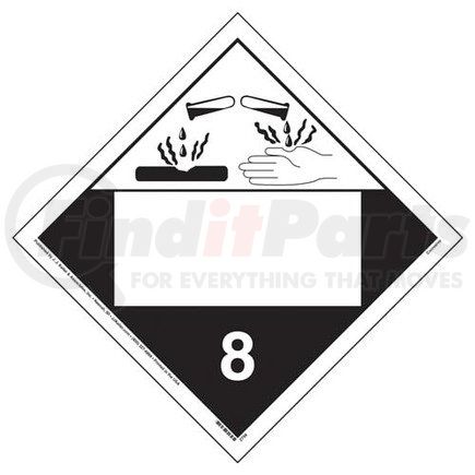 39071 by JJ KELLER - Class 8 Corrosive Placard - Blank - Imprinted, 176 lb Polycoated Tagboard Removable Adhesive