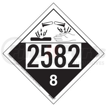 39074 by JJ KELLER - Hazmat Placard - UN 2582, Class 8 Corrosive, 176 lb Polycoated Tagboard