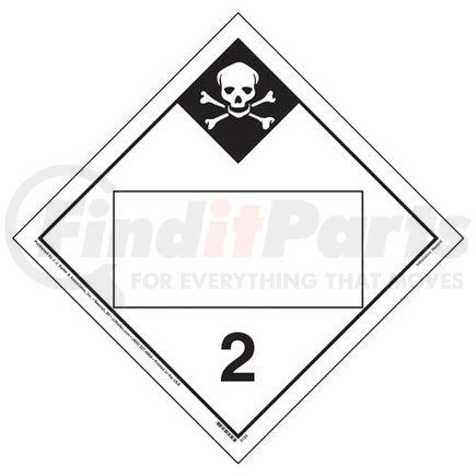 39091 by JJ KELLER - Division 2.3 Inhalation Hazard Placard - Blank - Imprinted, 176 lb Polycoated Tagboard No Adhesive