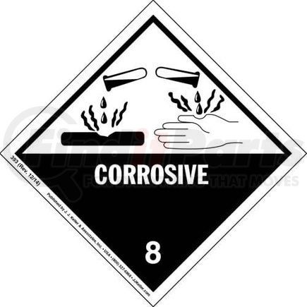 393 by JJ KELLER - Class 8 Corrosive Labels - Paper, 500 Labels/Roll