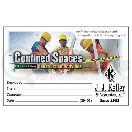 39452 by JJ KELLER - Confined Spaces: Entry Team Training - Construction Activities - Wallet Cards - Wallet Cards - English