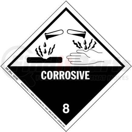 395 by JJ KELLER - Class 8 Corrosive Labels - Vinyl, Single Sheet (2 Labels/Sheet)