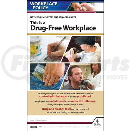 39514 by JJ KELLER - Drug Free Workplace Policy Poster - English Poster
