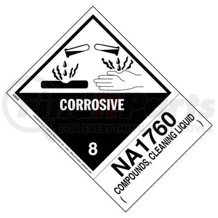 43605 by JJ KELLER - Numbered Panel Proper Shipping Name Labels - Class 8 - Corrosive, NA 1760, Compounds, Cleaning Liquid - 4" x 5-1/2" Label, Extended Tab