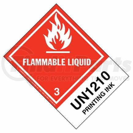 43608 by JJ KELLER - Numbered Panel Proper Shipping Name Labels - Class 3, Flammable Liquid - Printing Ink UN 1210 - 4" x 5-1/2" Label, Extended Tab