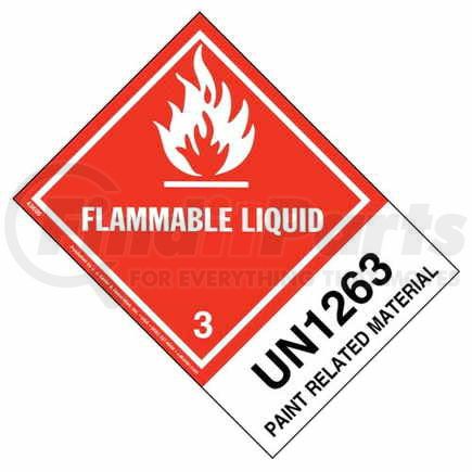 43609 by JJ KELLER - Numbered Panel Proper Shipping Name Labels - Class 3, Flammable Liquid - Paint-Related Material UN 1263 - 4" x 5-1/2" Label, Extended Tab