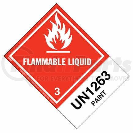 43610 by JJ KELLER - Numbered Panel Proper Shipping Name Labels - Class 3, Flammable Liquid - Paint UN 1263 - 4" x 5-1/2" Label, Extended Tab