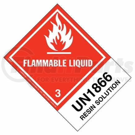 43611 by JJ KELLER - Numbered Panel Proper Shipping Name Labels - Class 3, Flammable Liquid - Resin Solution UN 1866 - 4" x 5-1/2" Label, Extended Tab