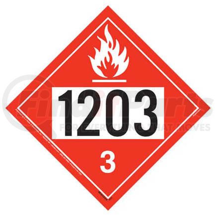 4418 by JJ KELLER - 1203 Placard - Class 3 Flammable Liquid - 20 mil Polystyrene, Unlaminated