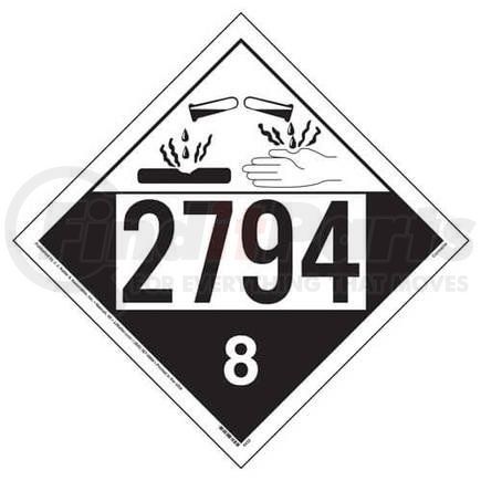 4432 by JJ KELLER - 2794 Placard - Class 8 Corrosive - 176 lb Polycoated Tagboard