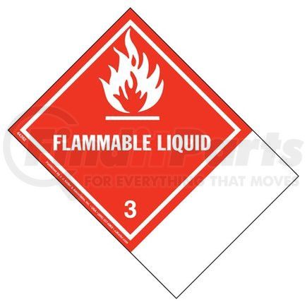 44362 by JJ KELLER - Class 3 Flammable Liquid Labels - Blank Shipping Name Panel - Paper, Single Sheet (2 Labels/Sheet)