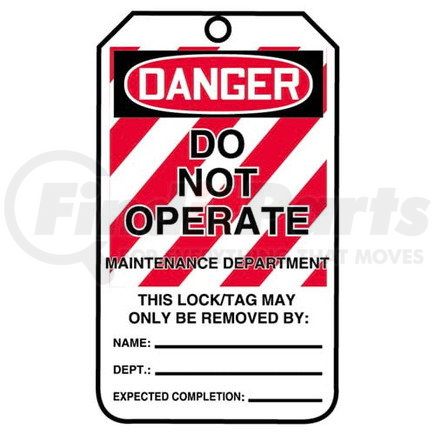 29772 by JJ KELLER - Lockout/Tagout Tag - Danger Do Not Operate Maintenance Department - 25-Pack  Cardstock Tags