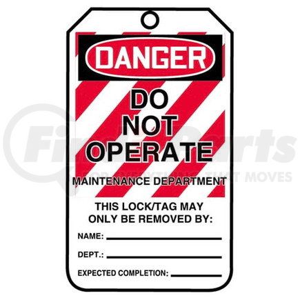 29776 by JJ KELLER - Lockout/Tagout Tag - Danger Do Not Operate Maintenance Department - 25-Pack  Laminate Tags
