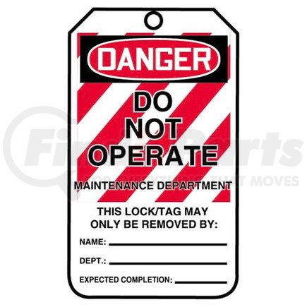 29778 by JJ KELLER - Lockout/Tagout Tag - Danger Do Not Operate Maintenance Department - 25-Pack Plastic Tags