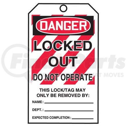 29793 by JJ KELLER - STOPOUT Tags By-The-Roll - Danger Locked Out Do Not Operate - Roll of 100 Tags