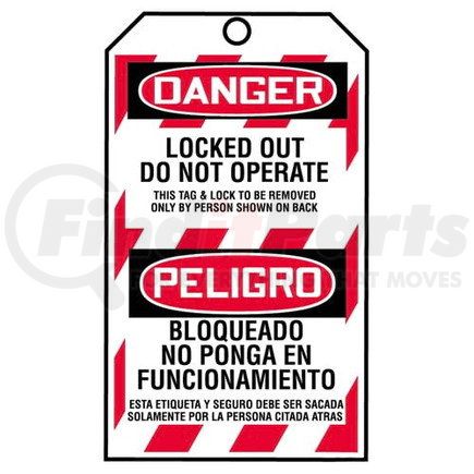 29801 by JJ KELLER - STOPOUT Bilingual Tags By-The-Roll - Danger Locked Out Do Not Operate - Roll of 100 Tags