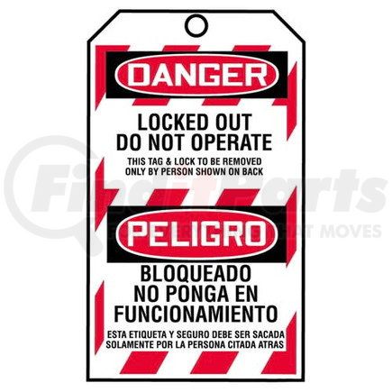 29803 by JJ KELLER - STOPOUT Bilingual Tags By-The-Roll - Danger Locked Out Do Not Operate - Roll of 250 Tags