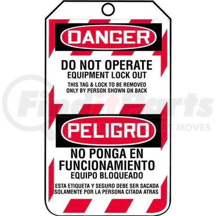 29852 by JJ KELLER - Bilingual Lockout/Tagout Tag - Do Not Operate Equipment Lock Out - 5-Pack Laminate Tags