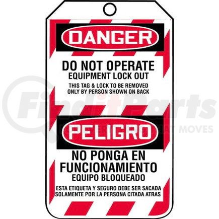 29854 by JJ KELLER - Bilingual Lockout/Tagout Tag - Do Not Operate Equipment Lock Out - 25-Pack Laminate Tags