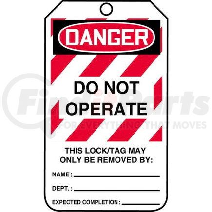 29859 by JJ KELLER - Lockout/Tagout Tag - Do Not Operate (Text in White Box) - 5-Pack Plastic Tags