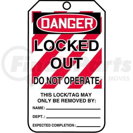 29861 by JJ KELLER - Lockout/Tagout Tag - Danger Locked Out Do Not Operate - 5-Pack Cardstock Tags