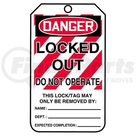 29862 by JJ KELLER - Lockout/Tagout Tag - Danger Locked Out Do Not Operate - 25-Pack  Cardstock Tags