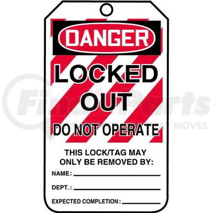 29867 by JJ KELLER - Lockout/Tagout Tag - Danger Locked Out Do Not Operate - 5-Pack Plastic Tags