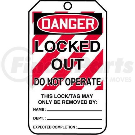 29868 by JJ KELLER - Lockout/Tagout Tag - Danger Locked Out Do Not Operate - 25-Pack Plastic Tags
