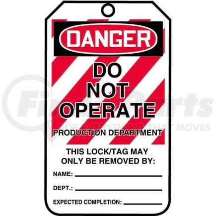 29873 by JJ KELLER - Lockout/Tagout Tag - Danger Do Not Operate Production Department - 5-Pack Laminate Tags