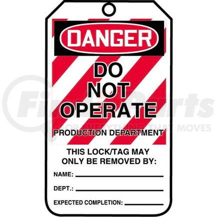 29876 by JJ KELLER - Lockout/Tagout Tag - Danger Do Not Operate Production Department - 25-Pack Plastic Tags