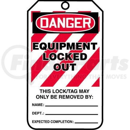 29896 by JJ KELLER - Lockout/Tagout Tag - Danger Equipment Locked Out - 5-Pack Plastic Tags
