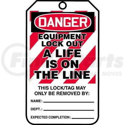 29910 by JJ KELLER - Lockout/Tagout Tag - Danger Equipment Lockout a Life Is On the Line - 25-Pack  Cardstock Tags
