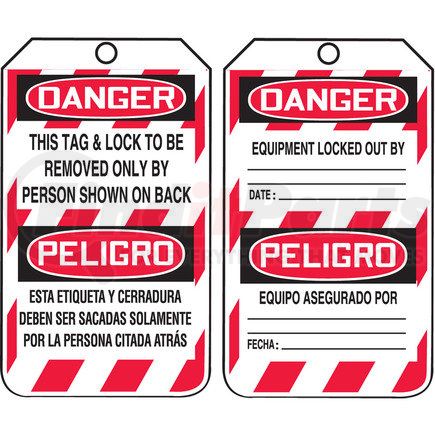 29919 by JJ KELLER - Lockout/Tagout Tags - Bilingual (Spanish) - 5-Pack Plastic Tags