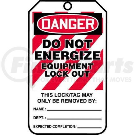 29927 by JJ KELLER - Lockout/Tagout Tag - Danger Do Not Energize Equipment Lockout - 25-Pack Plastic Tags