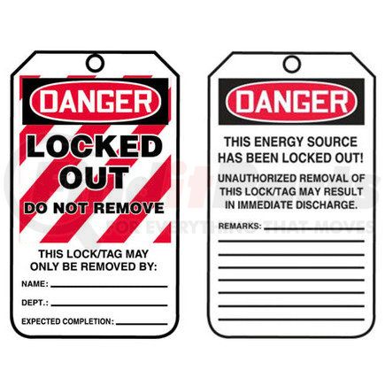 29930 by JJ KELLER - Lockout/Tagout Tag - Danger Locked Out Do Not Remove - 25-Pack Cardstock Tags