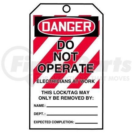 29971 by JJ KELLER - STOPOUT Tags By-The-Roll - Danger Do Not Operate Electricians At Work - Roll of 100 Tags
