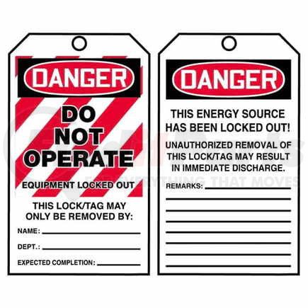29974 by JJ KELLER - STOPOUT Tags By-The-Roll - Danger Do Not Operate Equipment Locked Out - Roll of 250 Tags