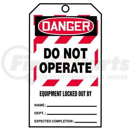 29975 by JJ KELLER - STOPOUT Tags By-The-Roll - Danger Do Not Operate Equipment Locked Out By... - Roll of 100 Tags