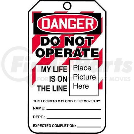 JJ Keller 30003 Lockout/Tagout Tag - Danger Do Not Operate My Life Is On the Line - 5-Pack Plastic Tags