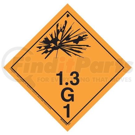 30227 by JJ KELLER - Division 1.3G Explosives Placard - Wordless - 4 mil Vinyl Removable Adhesive