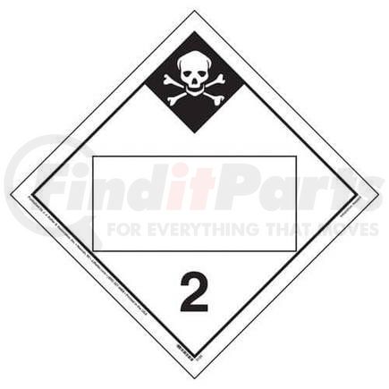 3120 by JJ KELLER - Division 2.3 Inhalation Hazard Placard - Blank - Blank, 200 lb Polycoated Tagboard