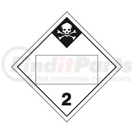 3121 by JJ KELLER - Division 2.3 Inhalation Hazard Placard - Blank - Blank, 4 mil Vinyl Permanent Adhesive