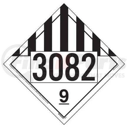 3520 by JJ KELLER - 3082 Placard - Class 9 Miscellaneous - 176 lb Polycoated Tagboard Removable Adhesive
