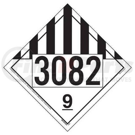 3523 by JJ KELLER - 3082 Placard - Class 9 Miscellaneous - 4 mil Vinyl Removable Adhesive