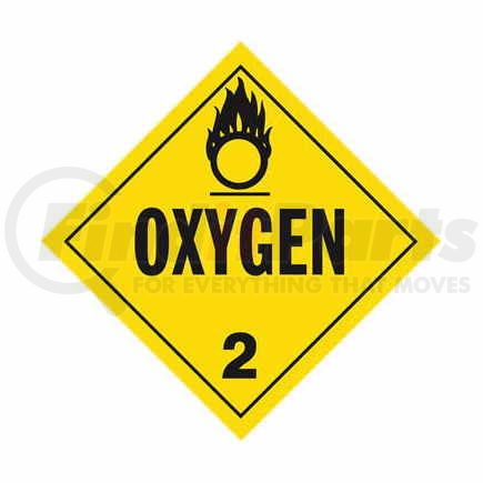 313 by JJ KELLER - Division 2.2 Oxygen Placard - Worded - 176 lb Polycoated Tagboard