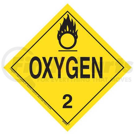 317 by JJ KELLER - Division 2.2 Oxygen Placard - Worded - 20 mil Polystyrene, Laminated