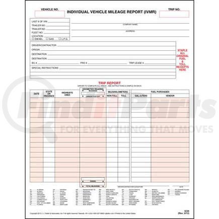 3239 by JJ KELLER - Vehicle Mileage Reports (IVMR) - Padded format, 2-sided, 8-1/2" x 11-3/4"