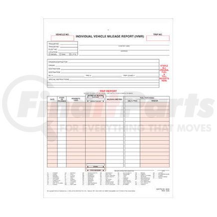 3240 by JJ KELLER - Individual Vehicle Mileage Report (IVMR) - Snap-out format, 2-ply, 8-1/2" x 11-3/4"