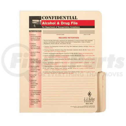 3267 by JJ KELLER - Confidential Alcohol and Controlled Substance File Folder - File Folder