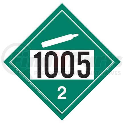 3322 by JJ KELLER - 1005 Placard - Division 2.2 Non-Flammable Gas - 4 mil Vinyl Permanent Adhesive